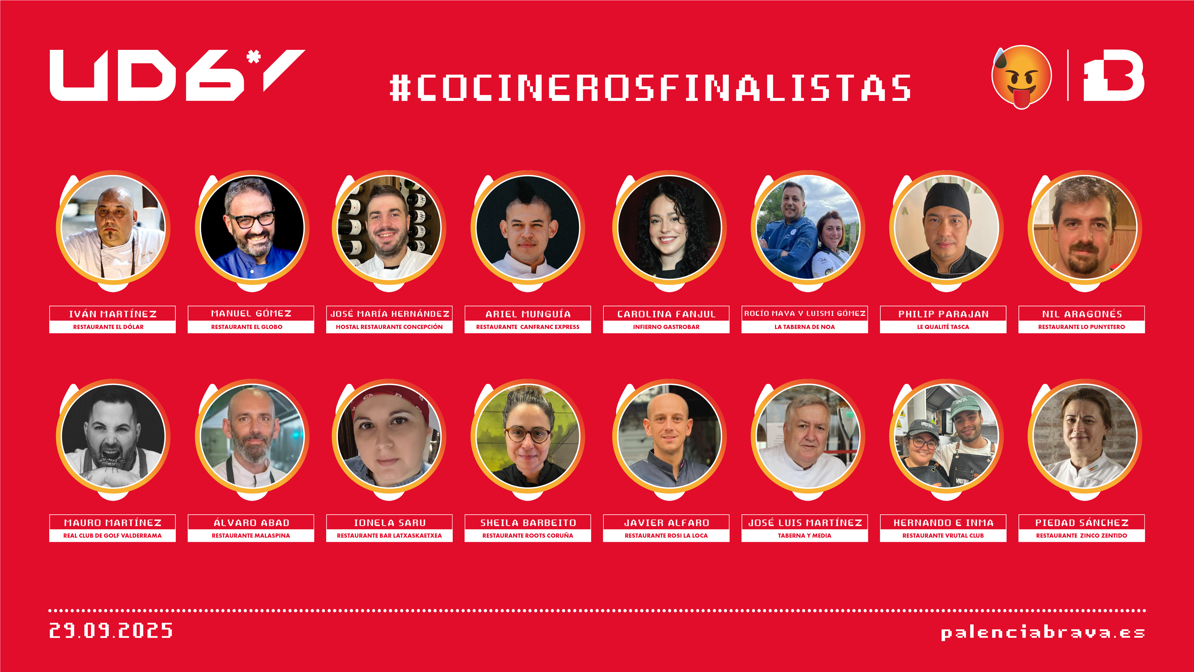 ●	Los 16 finalistas, a los que acompañarán 3 palentinos, competirán el 29 de septiembre en Palencia para alzarse con el título en la sexta edición del certamen.