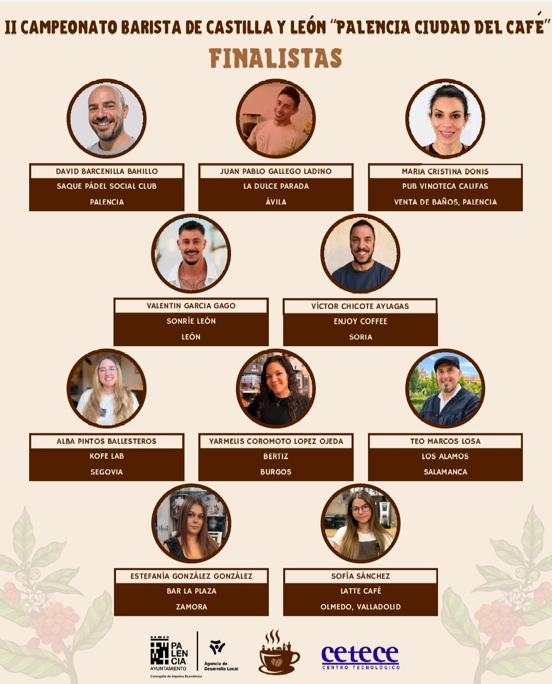 Los diez profesionales seleccionados se darán cita el próximo 16 de noviembre en el Aula del Café para demostrar su destreza en las pruebas de espresso y cappuccino latte art.