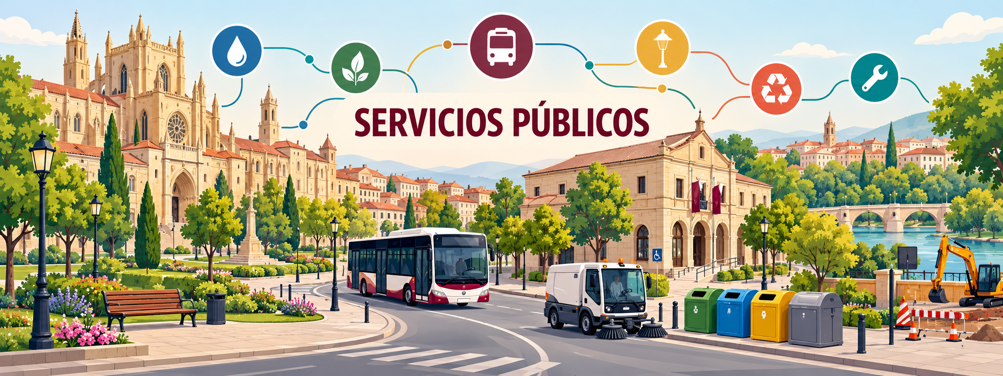 Ilustración de los servicios públicos municipales prestados en la ciudad