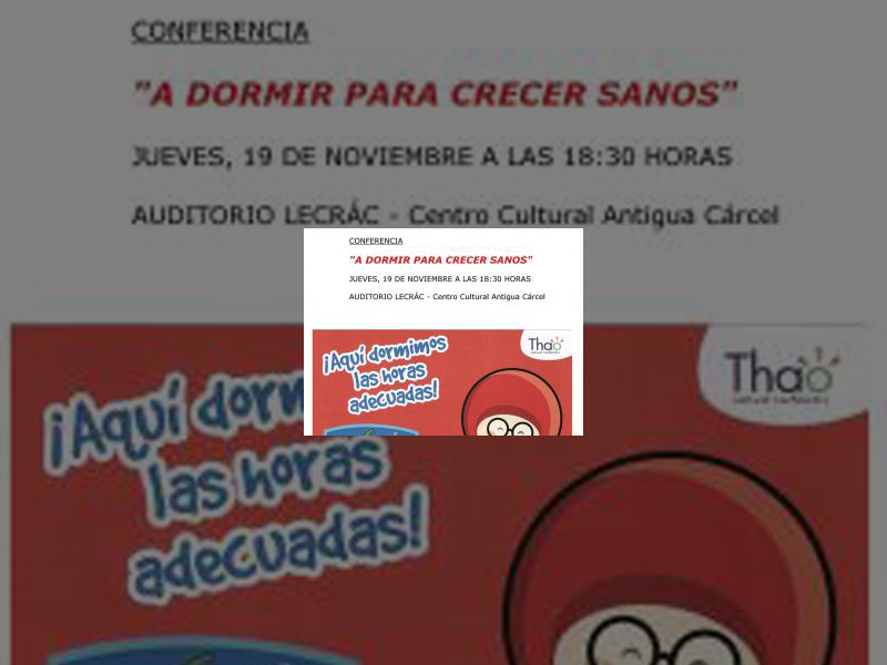 Imagen El Programa THAO convoca una charla sobre la importancia que tiene respetar las horas de descanso para prevenir el sobrepeso y la obesidad infantil