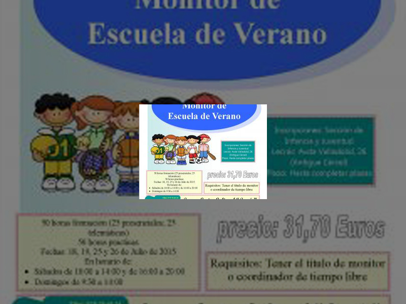 Imagen El Ayuntamiento convoca un curso para lograr el título de Monitor de Escuela de Verano