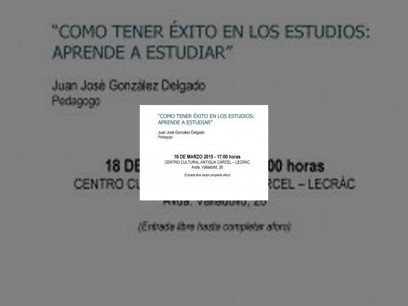 Imagen La charla &#039;Cómo tener éxito en los estudios. Aprende a estudiar&#039; a cargo del pedagogo Juan José González inaugura la Sala de Estudios del Lecrác el miércoles a las 17 horas