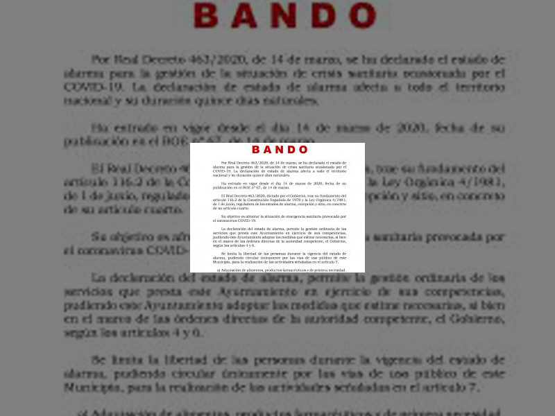 Imagen Bando Municipal sobre el COVID-19