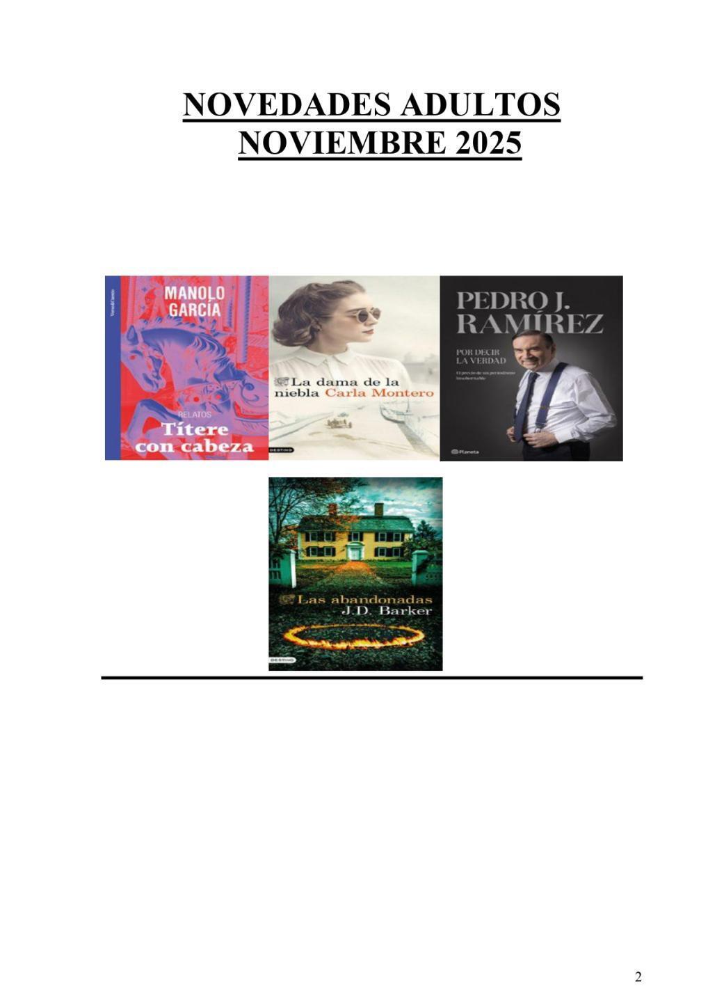 Novedades adulto noviembre 1