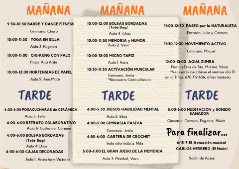 Programa de actividades.
