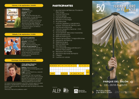 Junto a la habitual firma de los autores, habrá 14 actividades con variados espectáculos de música, cuentacuentos, talleres, charlas, micrófono abierto y propuestas de animación a la lectura y a la escritura.