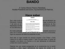 Imagen Bando del Alcalde con motivo de la visita de SSMM los Reyes de España a Palencia el próximo 1 de junio