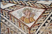 Imagen detalle de mosaico de la villa romana La Olmeda
